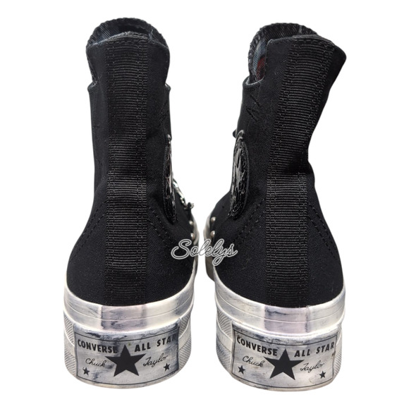 Converse Chuck 70 Plus Hi Punk Black Egret Distressed Platform Sneaker Women 9.5 - Picture 3 of 10